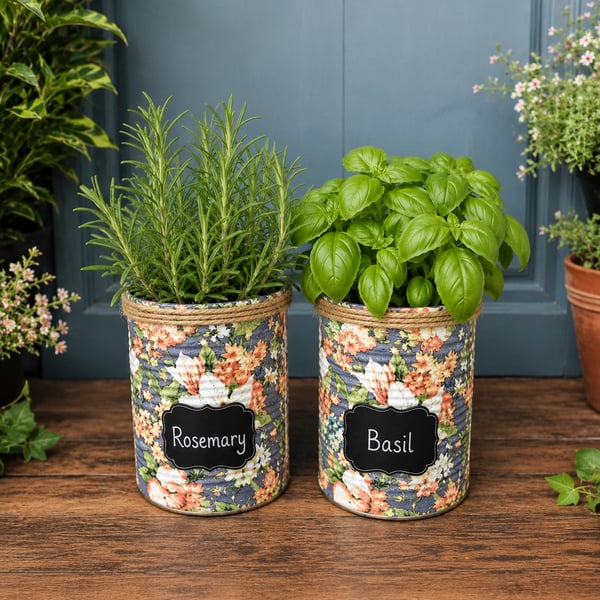 Grow Your Own Herb Garden Gift Set Personalised Vintage peaches and cream floral