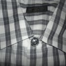 One piece collar flax weave black and white shirt t, size L, free shipping