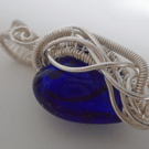  Blue Glass Heart Pendant Necklace
