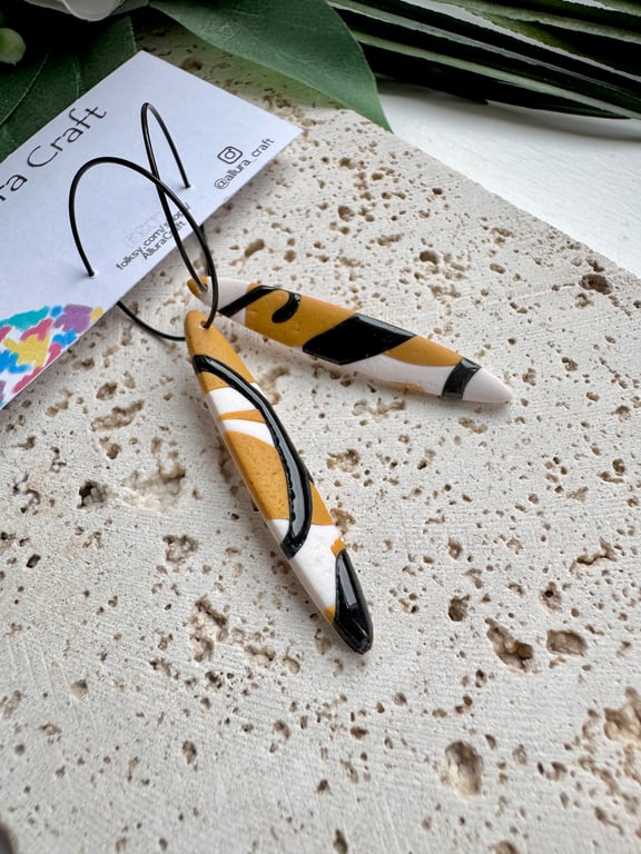 Striking Abstract Oval and Hoop Earrings