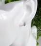 Mini leaf sterling silver stud earrings with leaf printed detail - Image 3
