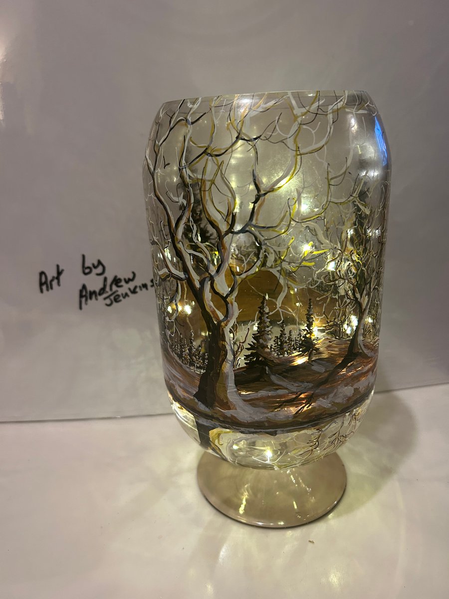 A hand painted and fired glass vase by Andrew Jenkins 