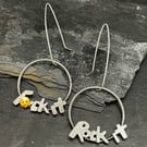 Playful Oxidised Sterling Silver Earrings: “F-ck it Rock it” circles