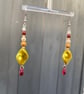 Jean - Unusual Burgundy & Chartreuse Earrings - Image 2