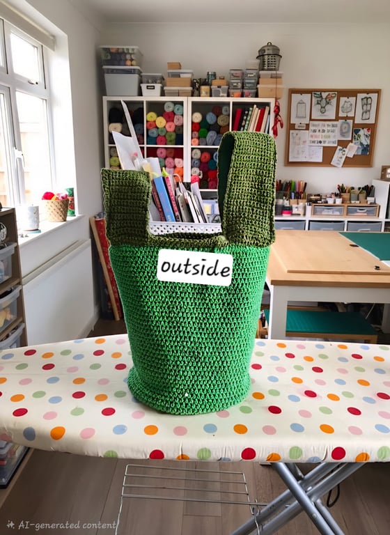 Green spacious crochet Knot bag with sturdy inner lining and pocket.
