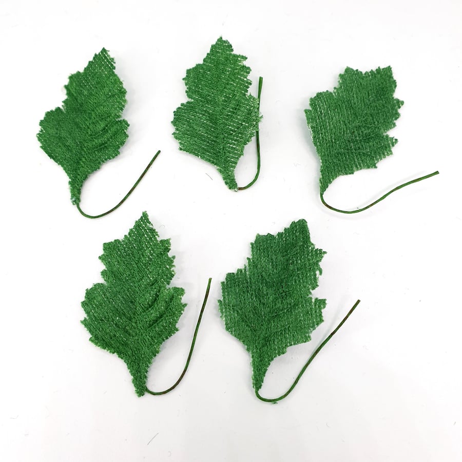 10 Pcs 46mm x 25mm Velvet Leaf Leaves Crafts for Christmas Craft Decorations 