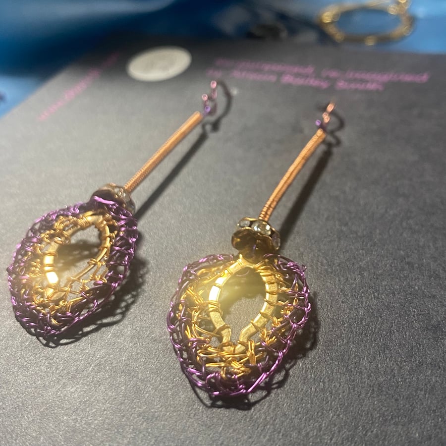 Copper & Purple earrings- sustainable jewellery