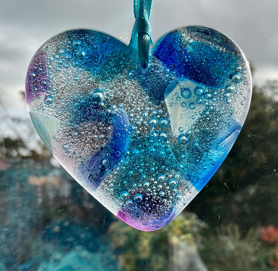 Fused glass heart 