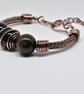 Golden Obsidian and Copper Viking Weave Bracelet - Image 4