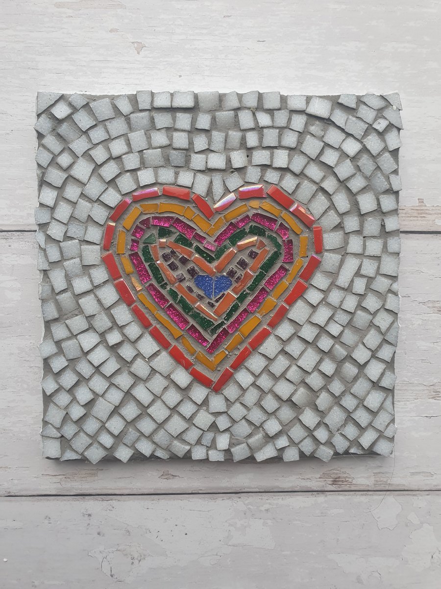 Heart Mosaic, Rainbow Heart, Rainbow, Heart, Heart Art, Mosaic Heart, 
