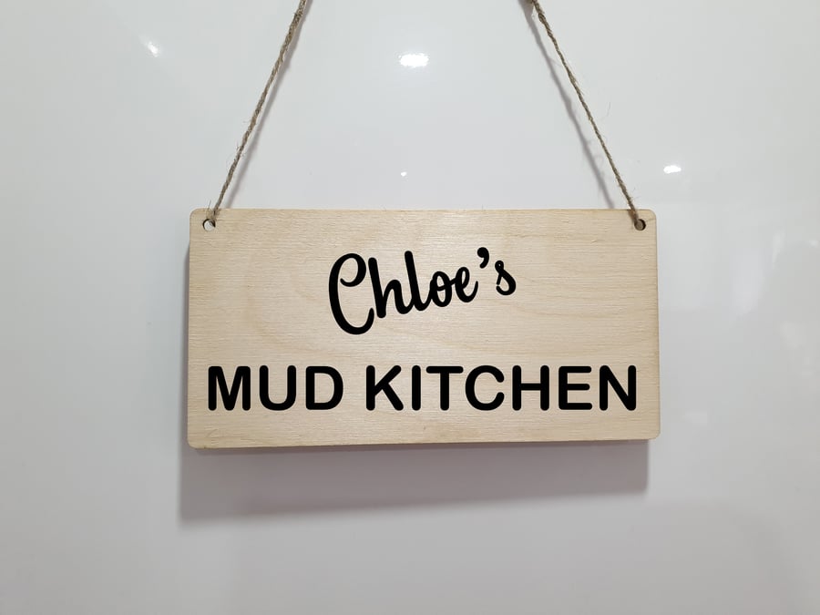 Mud Kitchen Hanging Sign Personalised School Nursery Plaque Outdoor Messy Play