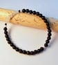 Obsidian Bracelet With Faceted Labradorite - Birthday Present, Anniversary Gift