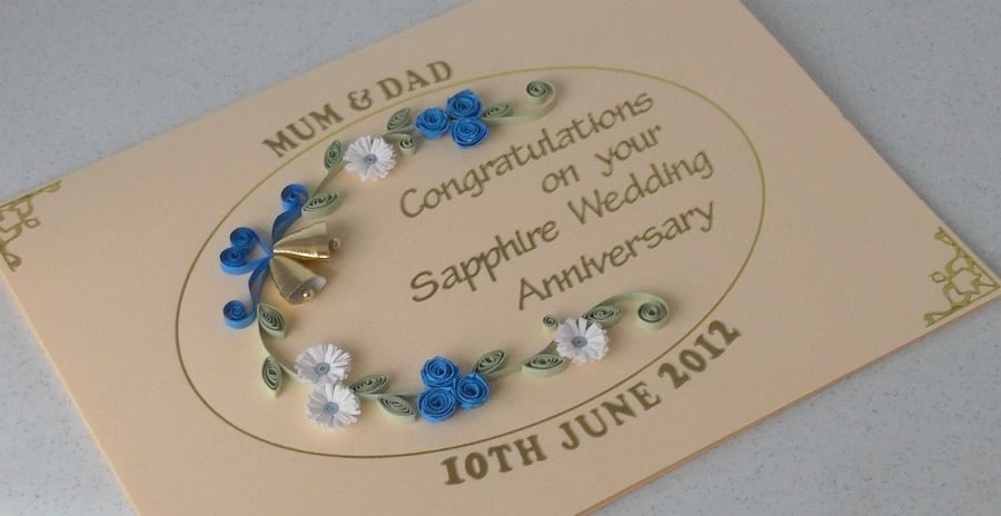 Quilled sapphire anniversary card