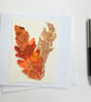 Up-cycled handmade fabric embroidered leaf art card.  - Image 3