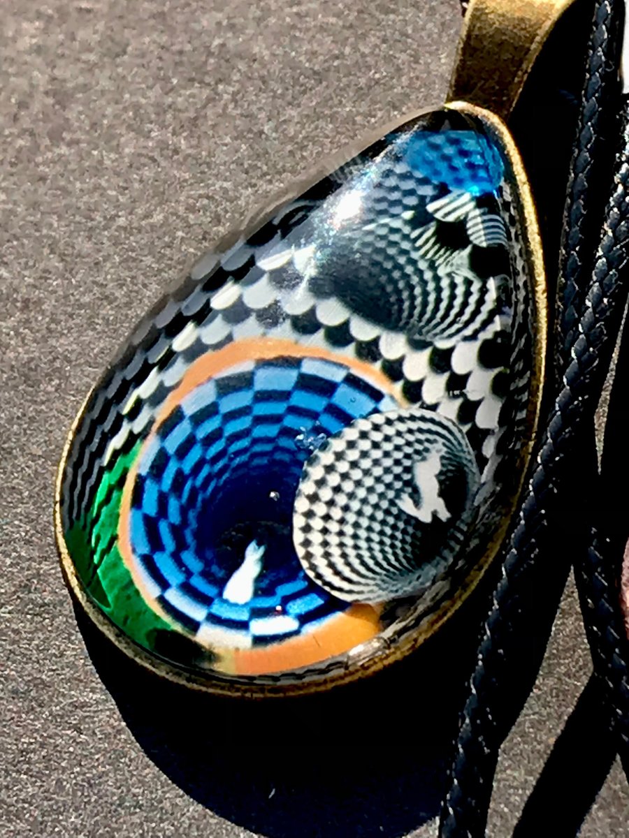 Down the Rabbit Hole Pendant necklace optical illusion, one of a kind handmade 
