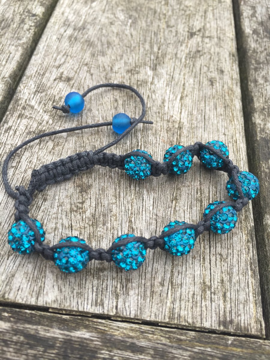 Dark turquoise shamballa bracelet