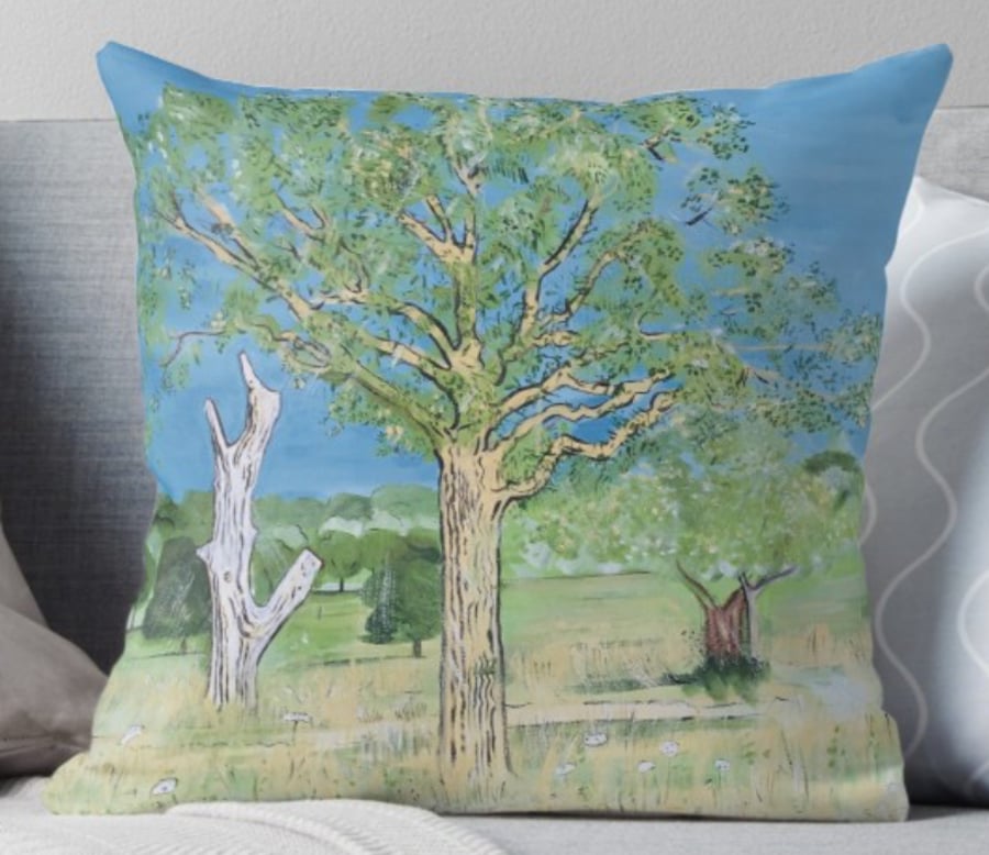Throw Cushion Featuring The Painting ‘Parched Earth And Heatwave’