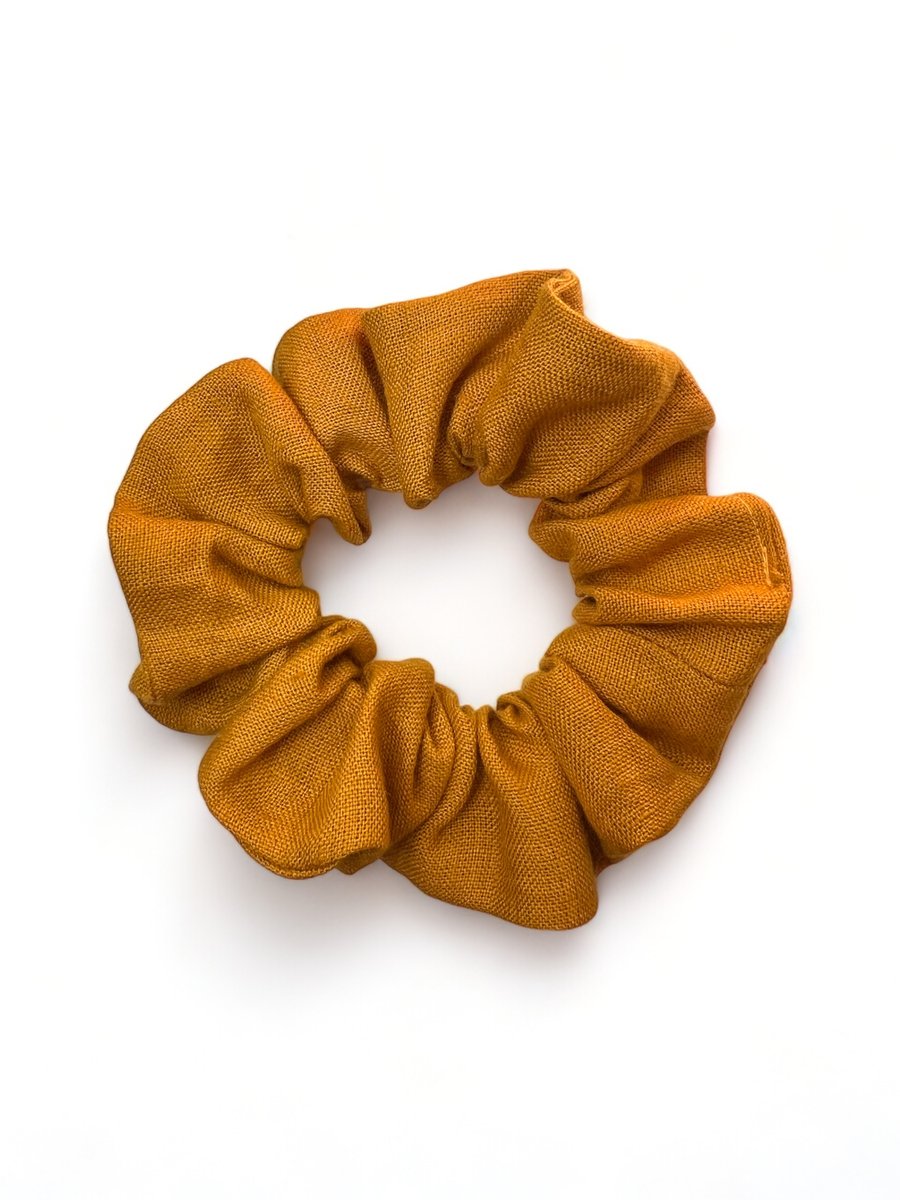 Mustard 100% Linen Scrunchie - Large