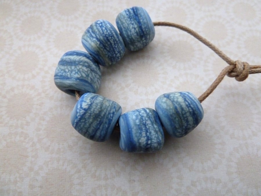 blue nugget lampwork glass beads