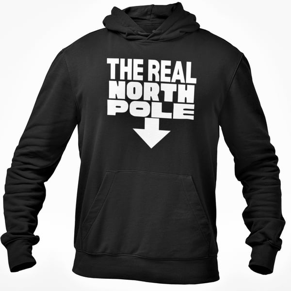 The Real North Pole-.Funny Rude Novelty Christmas HOODIE xmas gift