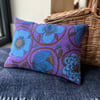 Vintage linen Prince of Quince cushion cover with purple wool back