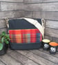 Eco Messenger Bag - Upcycled Materials - Black and Orange check
