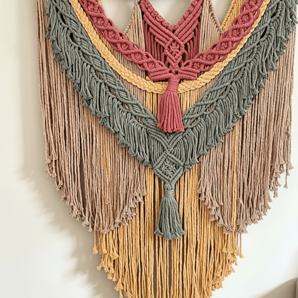 'Beltane Spirit' Modern Folk Macrame Wall Hanging - Sage, Mustard & Terracotta