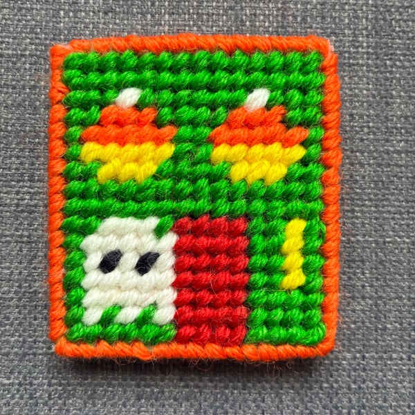 Spookytown Tapestry Brooch 'Candy Corn Shop'