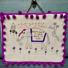 Wise elephant Mahatma Gandhi quote hand embroidered picture.
