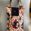 1950's Jacobean floral linen modern tote bag.