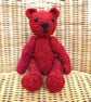 Handmade 8" Red Teddy Bear Knitted in 100% Wool