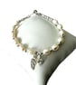 White Pearl & Sterling Silver Angel Wing Bracelet with CZ Heart – Adjustable Mem - Image 5