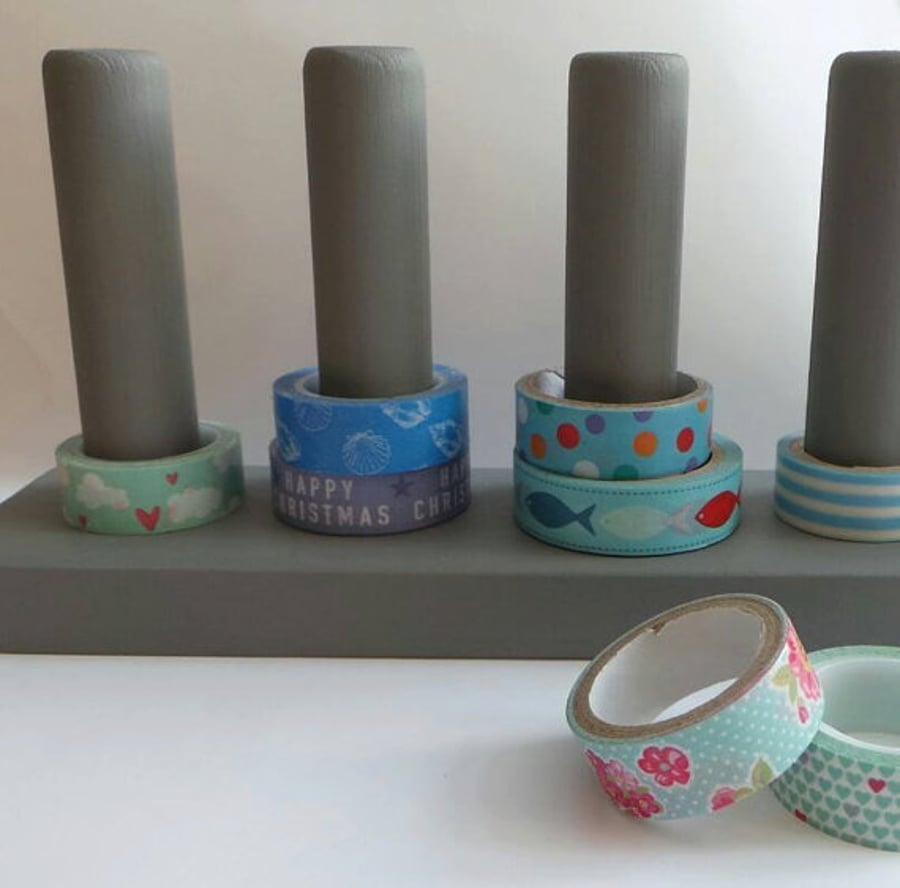 Handmade Wooden Washi Tape Stand Holder Display - holds 24 rolls