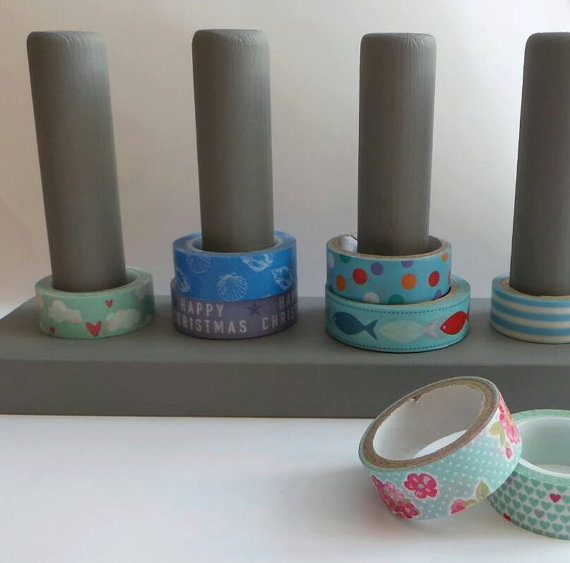Handmade Wooden Washi Tape Stand Holder Display - holds 24 rolls