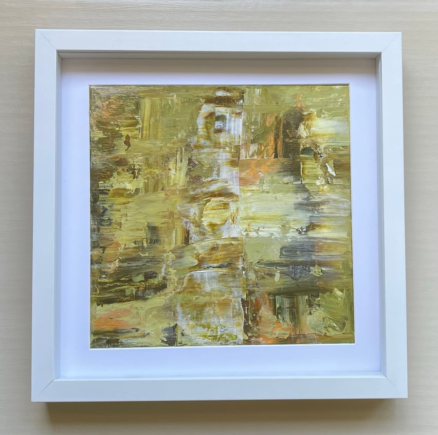 Abstract Acrylic Painting, abstract woodland, silver birch tree.