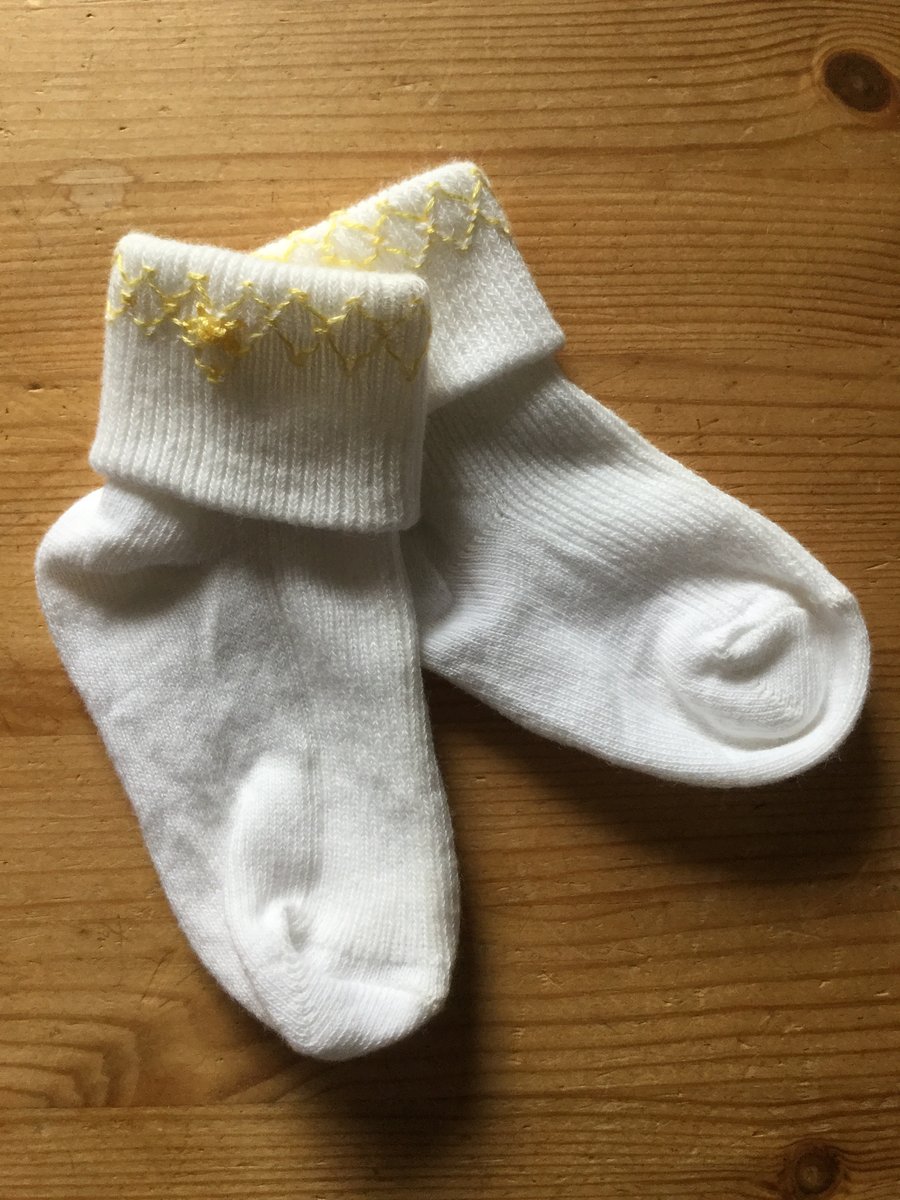 Hand Smocked Baby Socks, Pale Yellow