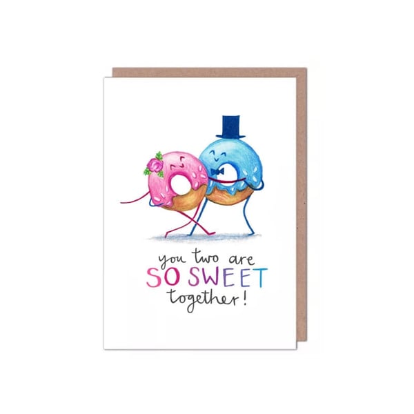 Dancing Donut You're Sweet Together Engagement Wedding Anniversary Card