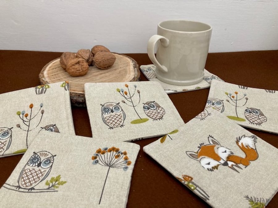 6 mug coasters - fabric coasters - quilted coasters