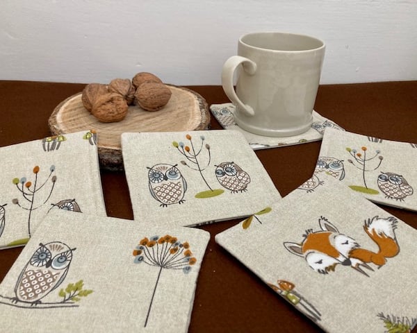 6 mug coasters - fabric coasters - quilted coasters