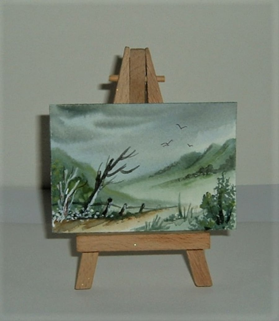 original art aceo miniature watercolour painting ( ref F 487.E3)