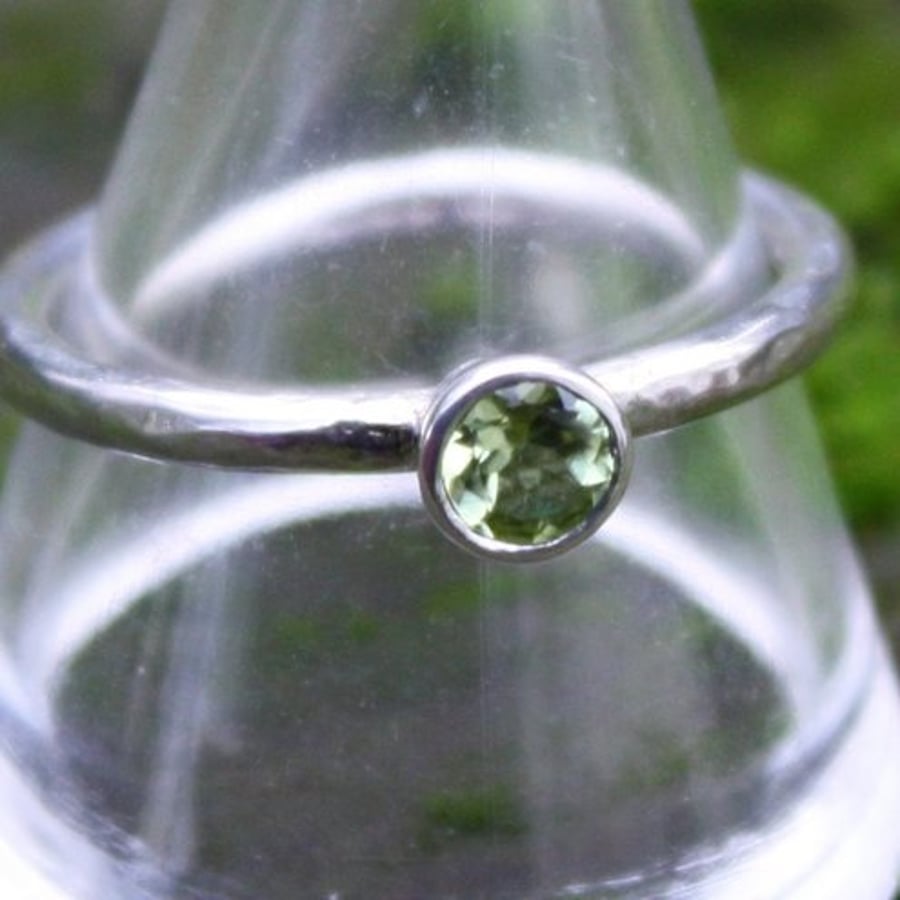 Silver and Peridot Solitaire Ring