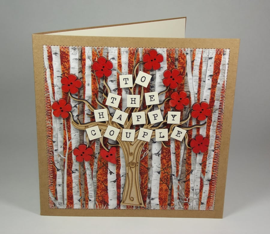 To The Happy Couple Wedding Day Fabric Card
