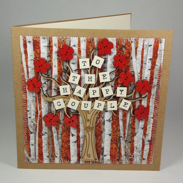 To The Happy Couple Wedding Day Fabric Card