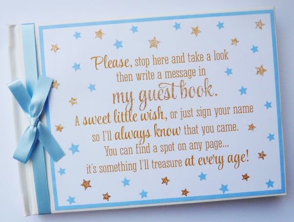 Blue Twinkle Twinkle Little Star boy baby shower guest Book, baby shower gift
