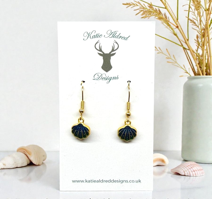 Charm Earrings - Blue Green Shell