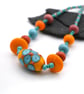 yellow spot lampwork glass beaded necklace
