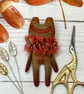 Hand Painted Miniature Frog Art Doll in Red & Brown