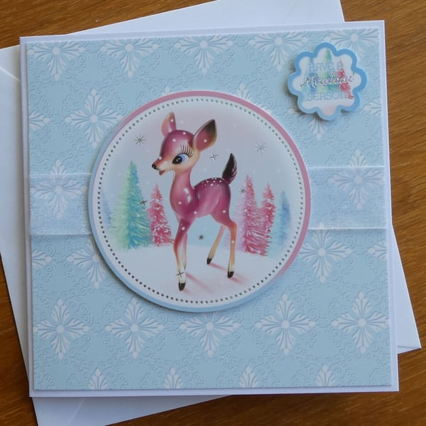 Pink Deer Christmas Card - Have A Magical Season