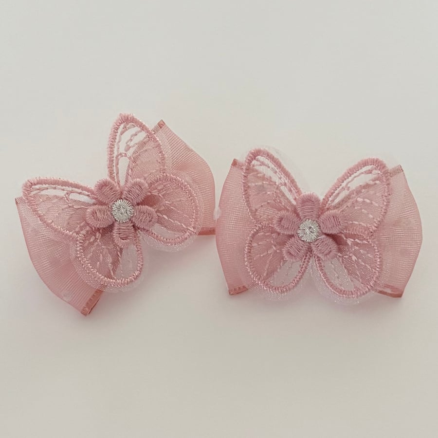 Pink Butterfly Hair Bobbles 