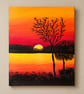 Original Sunset Canvas Painting - Golden Hour Reflections